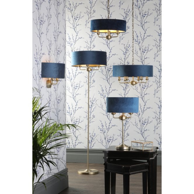 Laura Ashley - Sorrento Lighting Collection - Antique Brass and Blue Velvet