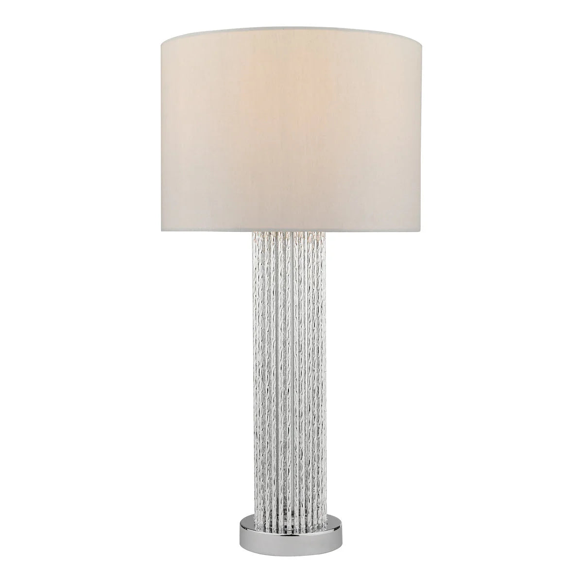 Lazio Table Lamp Polished Chrome Silver Rod With Faux Silk Shade