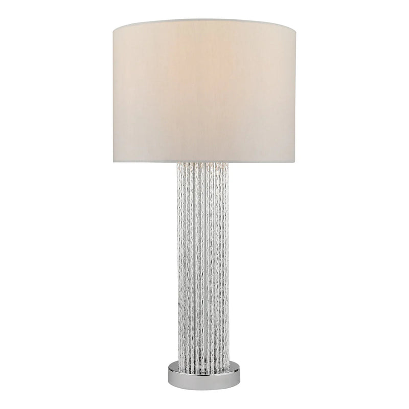 Lazio Table Lamp Polished Chrome Silver Rod With Faux Silk Shade