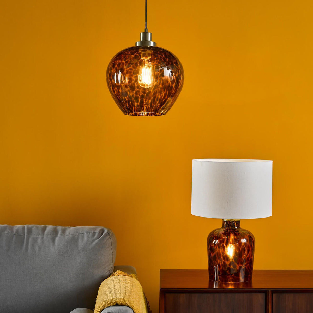 Leandra Lighting Collection - Tortoiseshell Glass