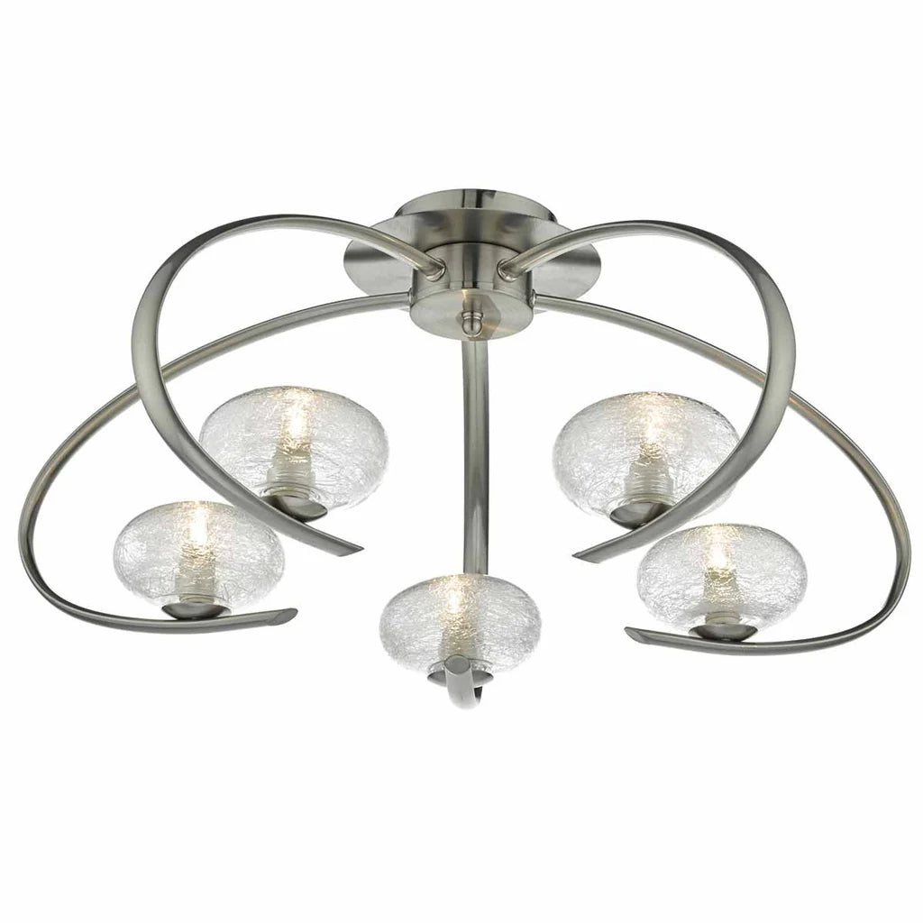 Leighton Lighting Collection - Satin Chrome & Sugar Cane Glass