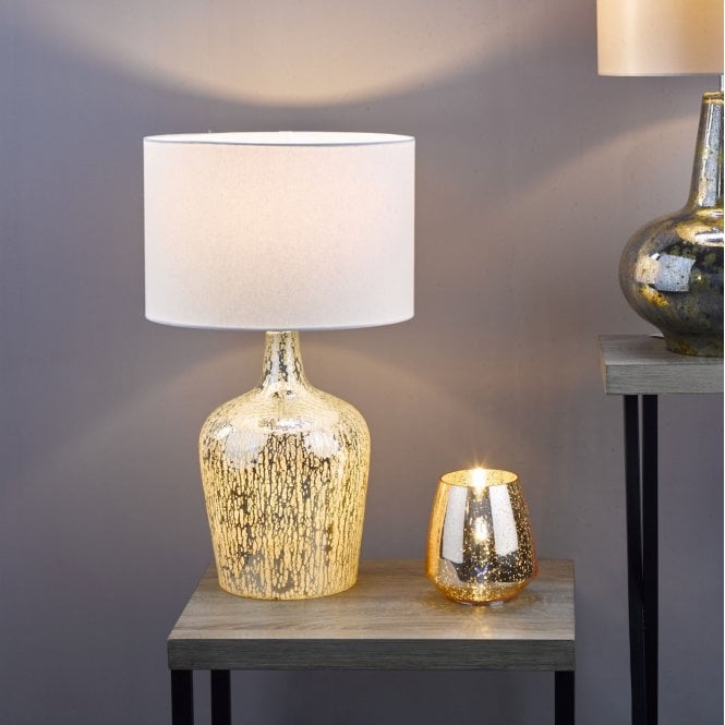 Lolek Dual Light Table Lamp Clear/Silver Glass With Shade