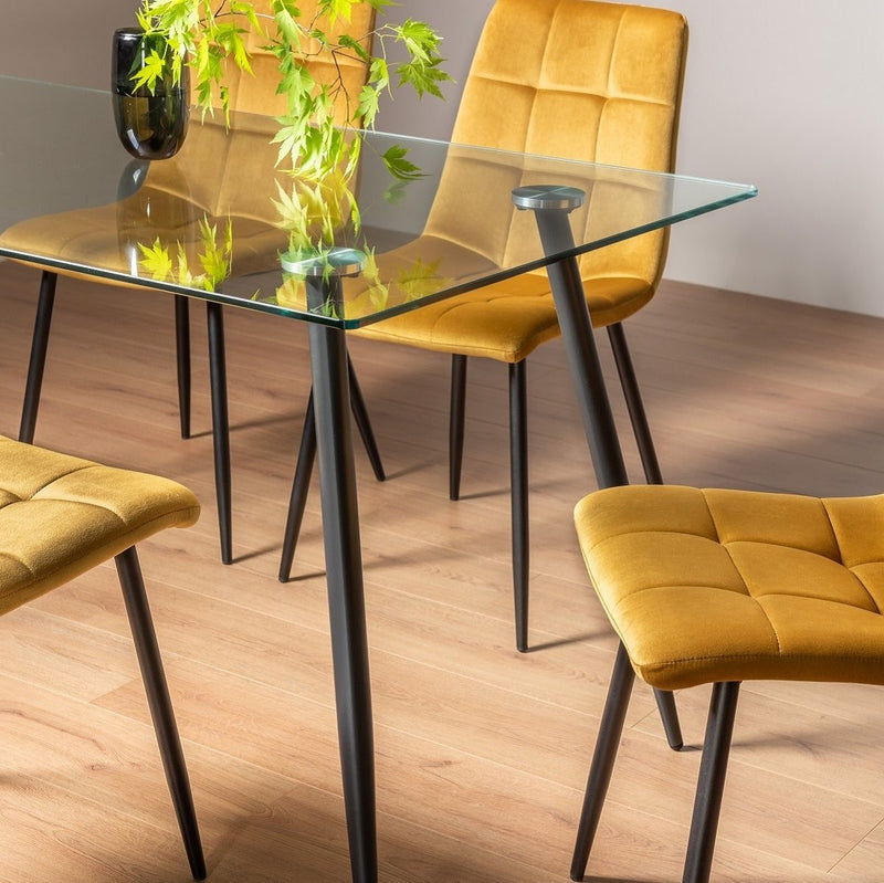 Martini 6 Seater Dining Table - Glass/Black