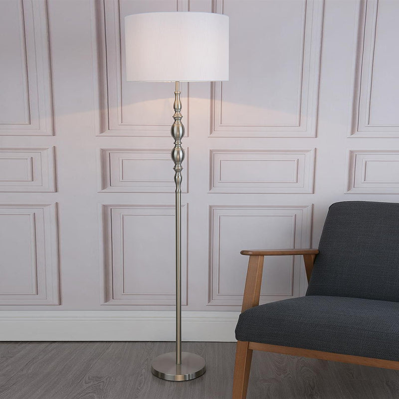 Madrid Lamp Collection Satin Chrome With Shade