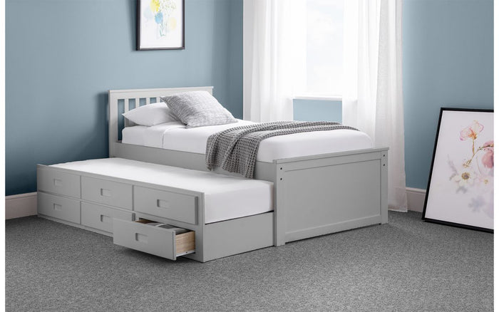 Maisie Bed with Underbed and Drawers - Dove Grey