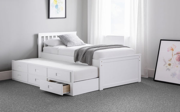 Maisie Bed with Underbed and Drawers - Surf White