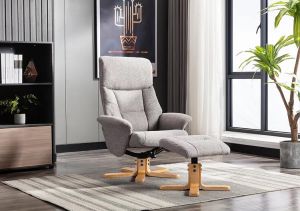 Marseille Swivel Recliner - Fossil Fabric