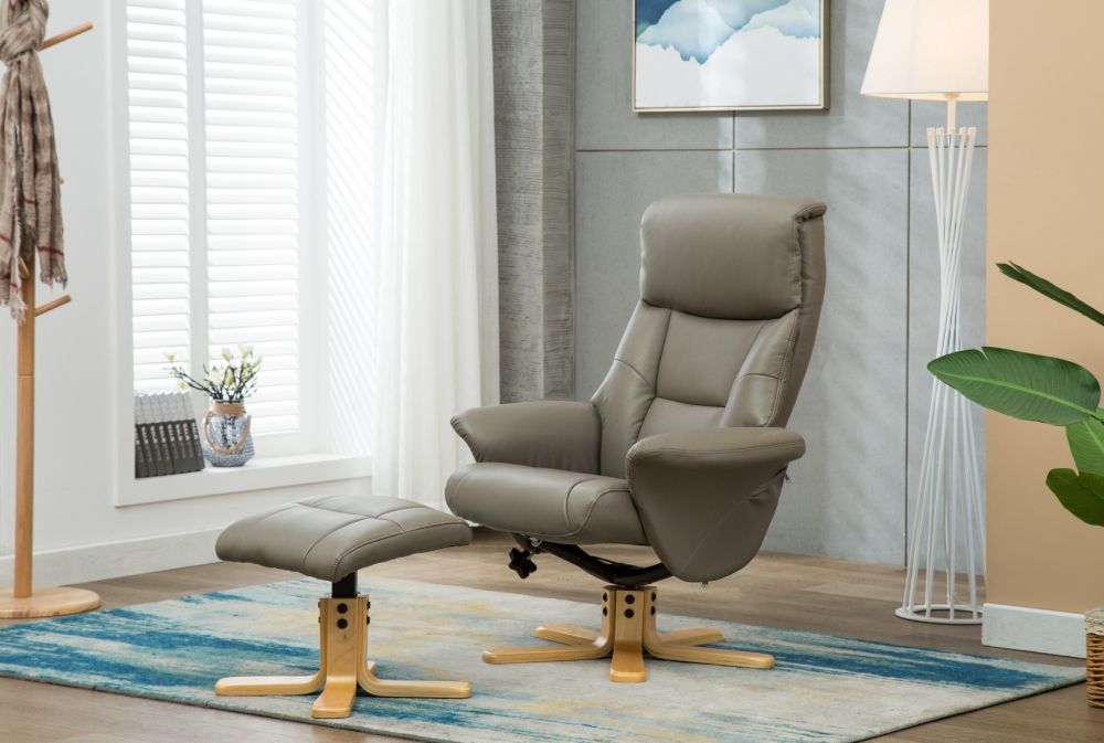 Marseille Swivel Recliner - Grey Leather