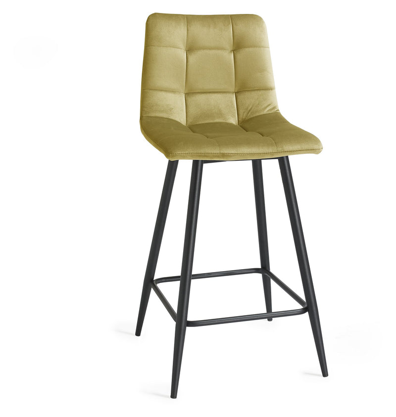 Mondrian Bar Stool (pair) - Mustard Velvet