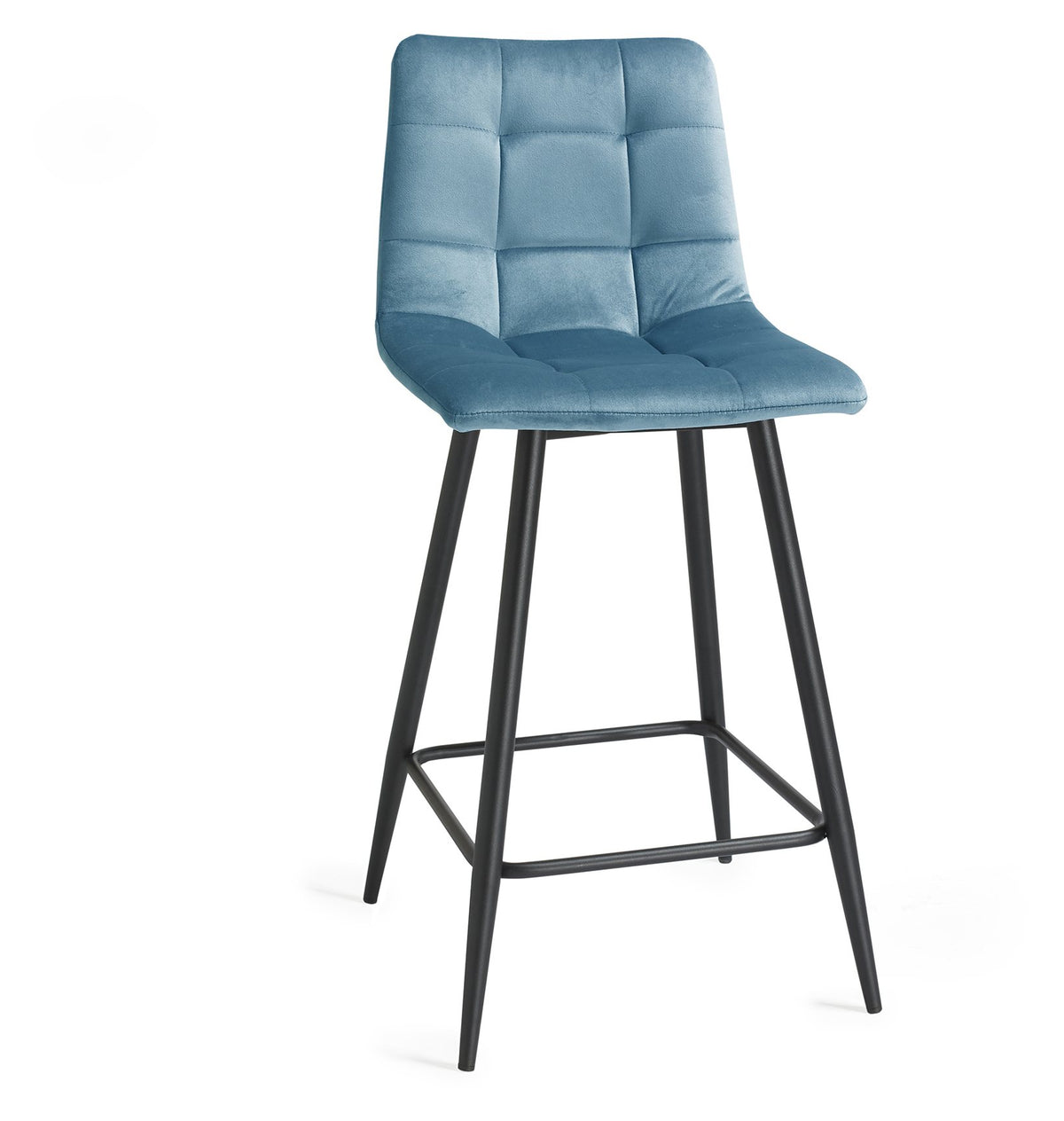 Mondrian Bar Stool (pair) - Petrol Blue Velvet