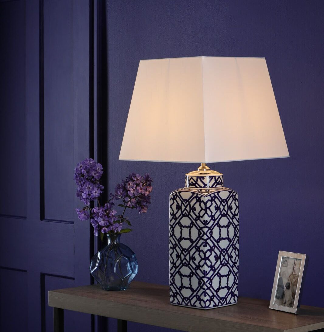 Mystic Table Lamp Blue Ceramic With Shade