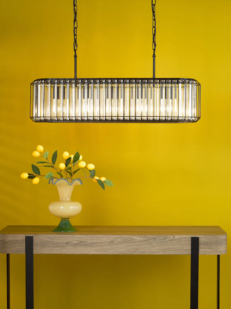 Naeva Lighting Collection - Matt Black and Crystal