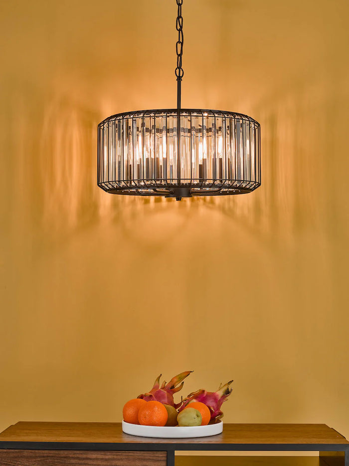 Naeva Lighting Collection - Matt Black and Crystal