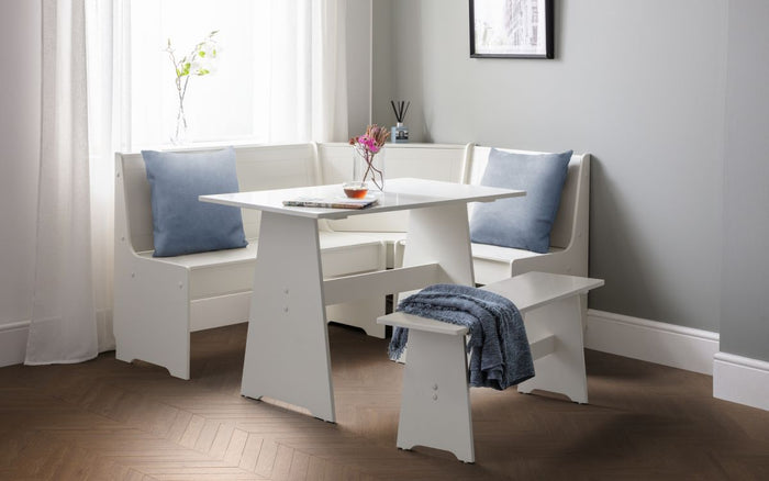 Newport Corner Dining Set with Storage - Surf White