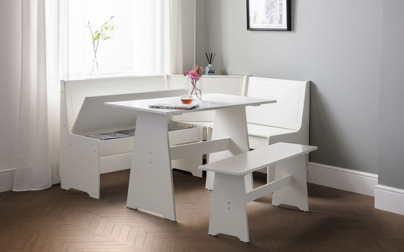 Newport Corner Dining Set with Storage - Surf White