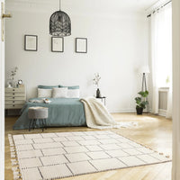 Nepal Rug -  Cream Black Tile