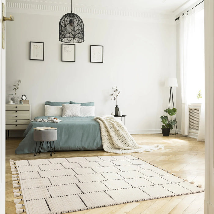 Nepal Rug -  Cream Black Tile