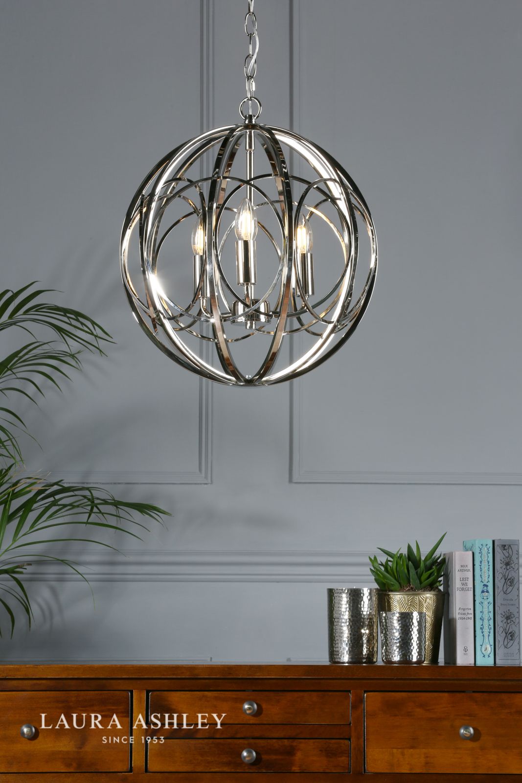 Laura Ashley - Orbital 3 Light Pendant - Polished Nickel