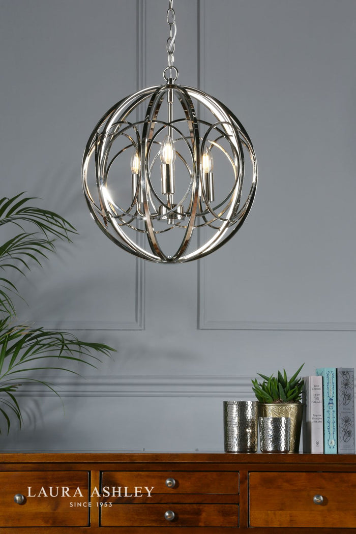 Laura Ashley - Orbital 3 Light Pendant - Polished Nickel