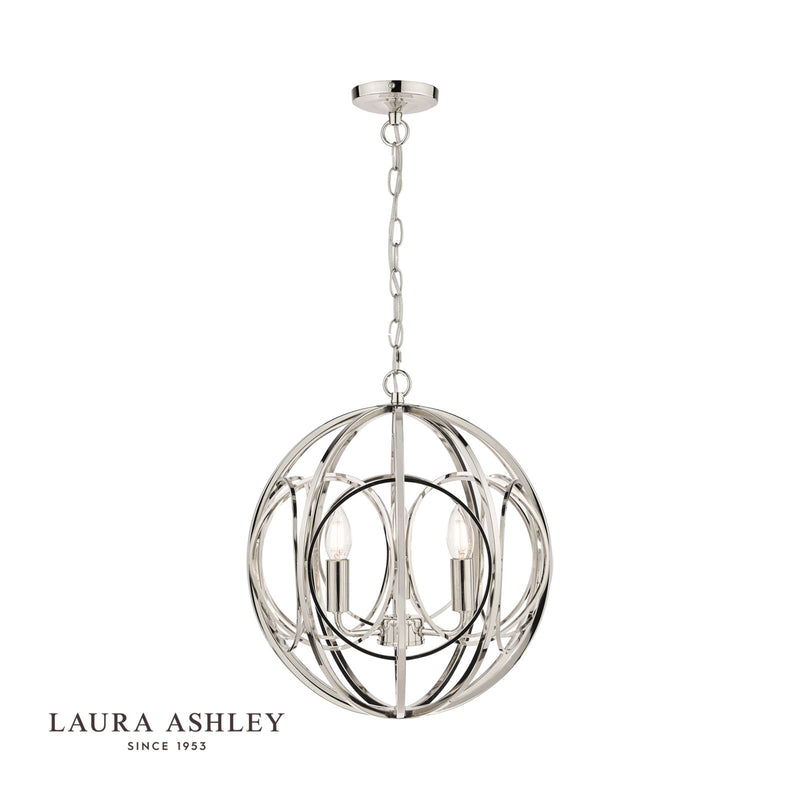Laura Ashley - Orbital 3 Light Pendant - Polished Nickel