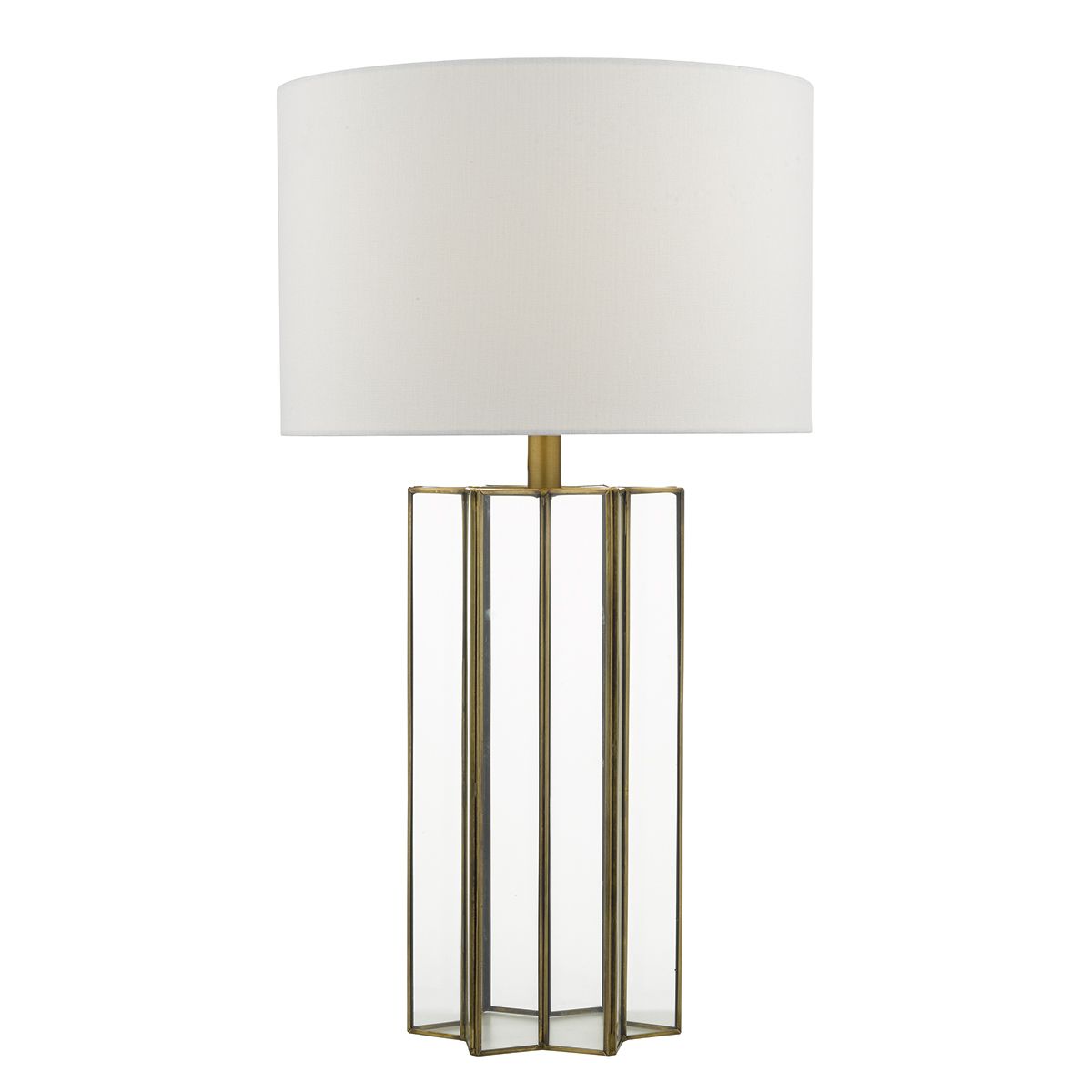 Osuna Table Lamp Silver With Shade -  Natural Brass