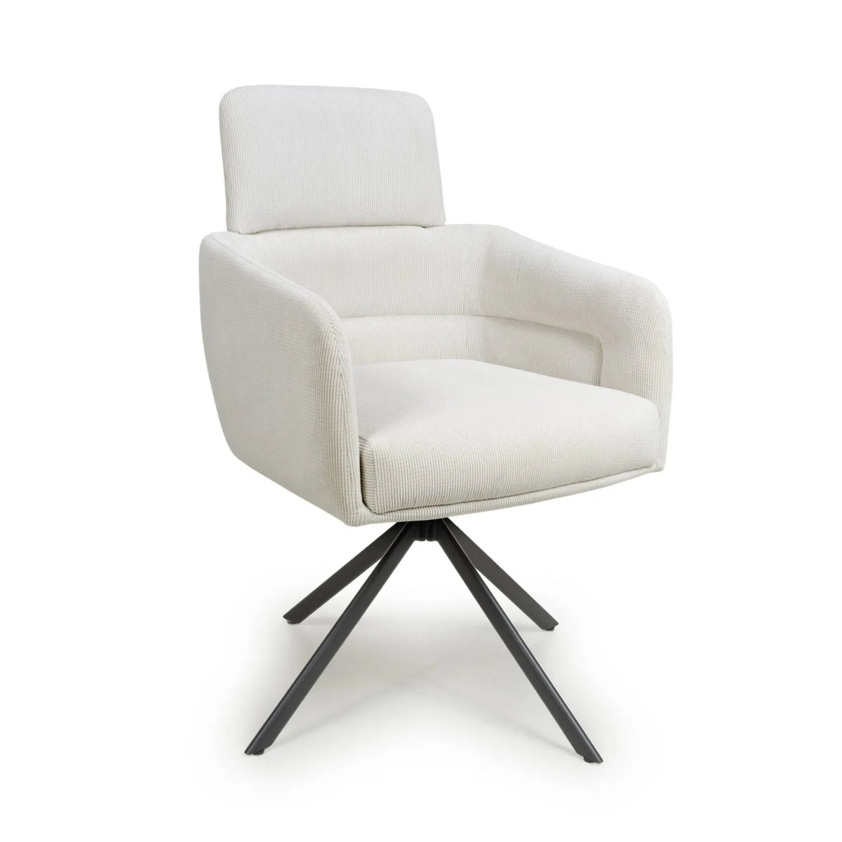 Polaris Swivel Dining Chair (pair) - White Corduroy