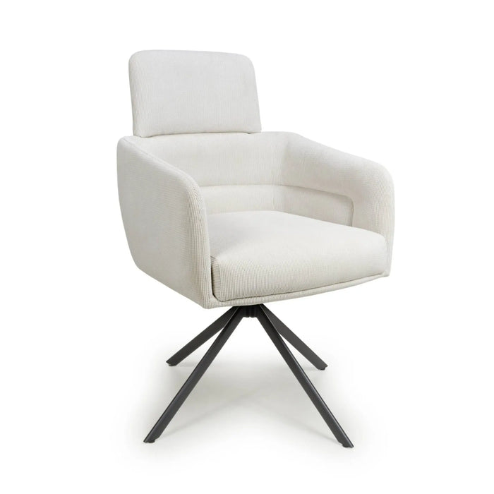 Polaris Swivel Dining Chair (pair) - White Corduroy