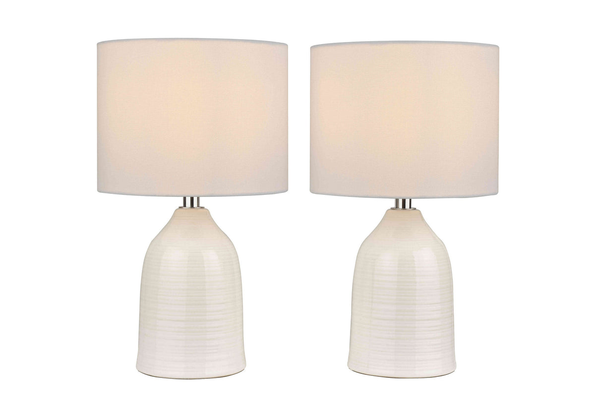 Laura Ashley Penny Twin Pack Table Lamp Cream With Shade