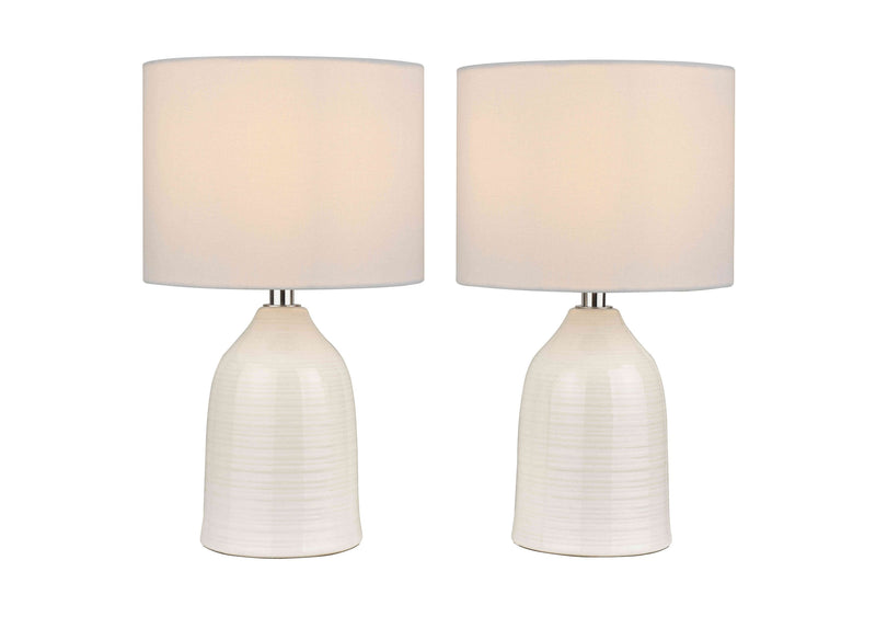 Laura Ashley Penny Twin Pack Table Lamp Cream With Shade