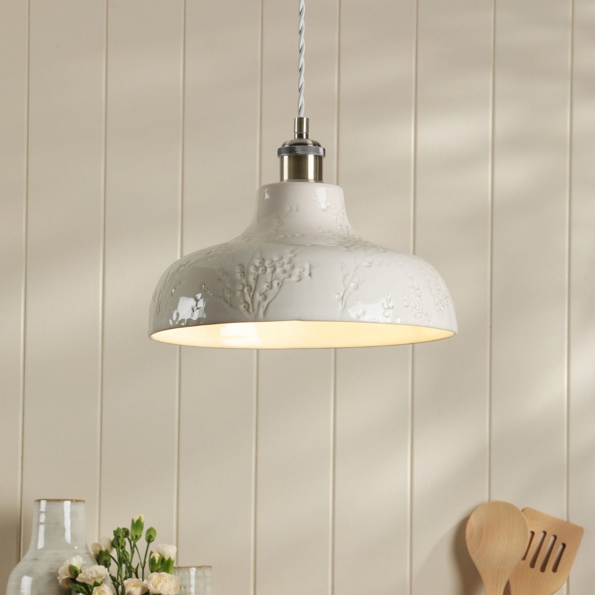 Laura Ashley Pussywillow Lighting Collection - White