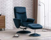 Paddington Swivel Recliner - Deep Sea Fabric