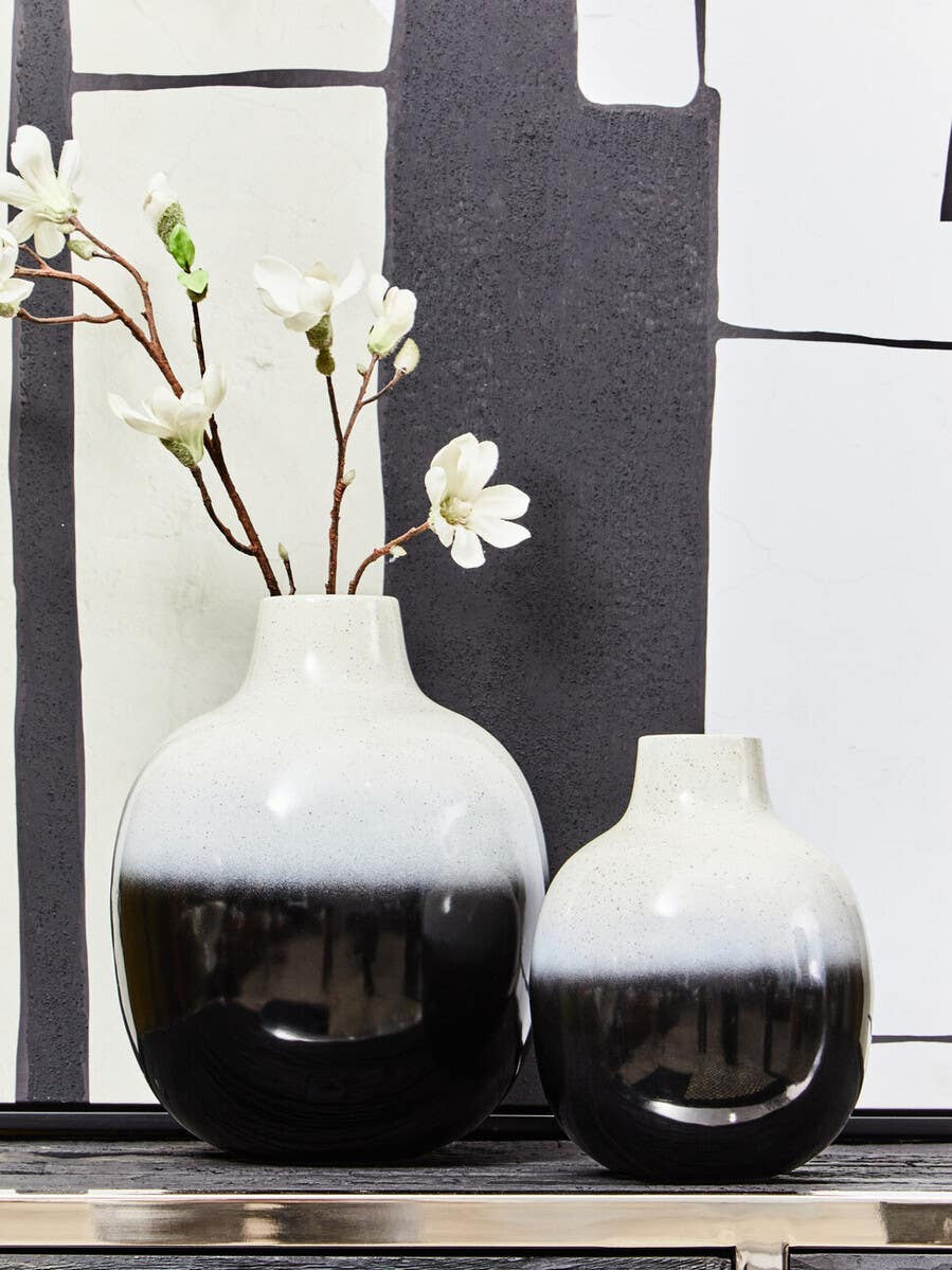 Ramus Small Black And White Ombre Vases