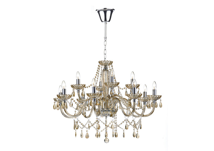 Raphael 8 Light Chandelier Champagne Glass and Polished Chrome