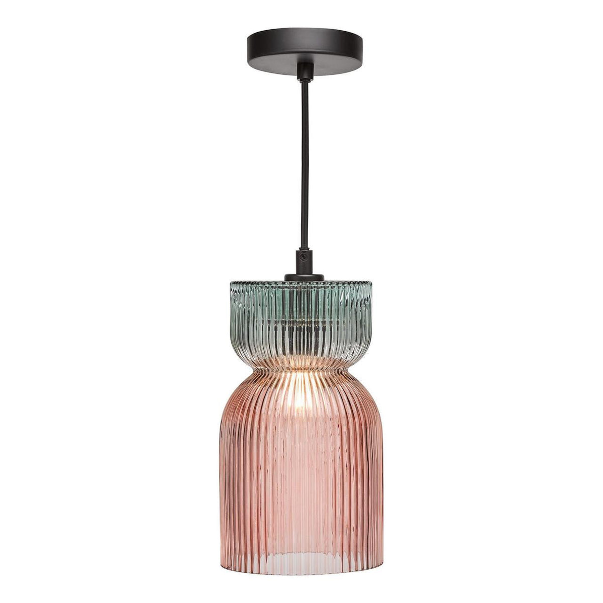 Rhubarb Lighting Collection - Pink and Green Ribbed Glass