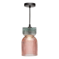 Rhubarb Lighting Collection - Pink and Green Ribbed Glass