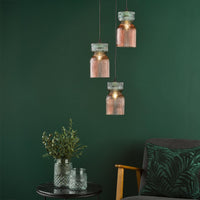 Rhubarb Lighting Collection - Pink and Green Ribbed Glass