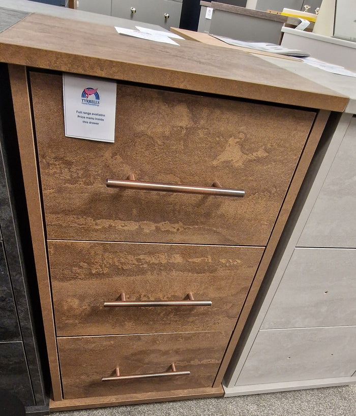 *CLEARANCE* Heart 3 Drawer Bedside - Rusty