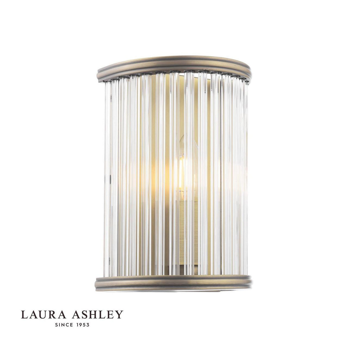 Laura Ashley Sutton Lighting Collection - Antique Brass and Ribbed Glass