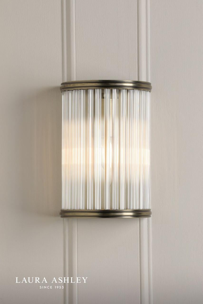 Laura Ashley Sutton Lighting Collection - Antique Brass and Ribbed Glass