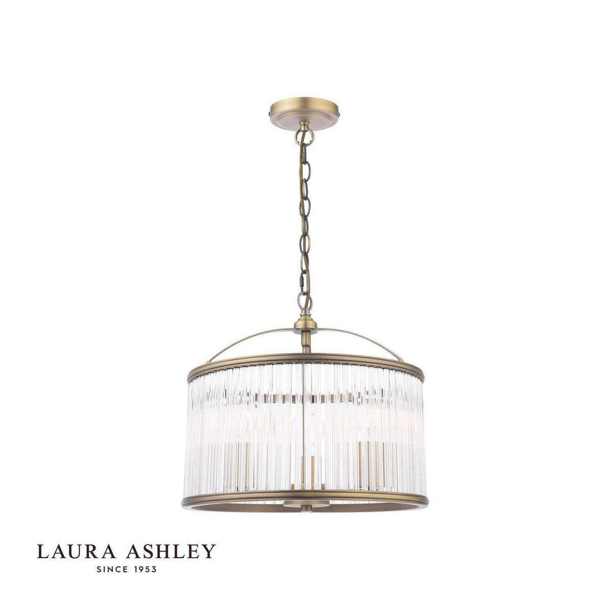 Laura Ashley Sutton Lighting Collection - Antique Brass and Ribbed Glass