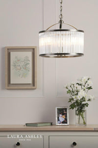 Laura Ashley Sutton Lighting Collection - Antique Brass and Ribbed Glass