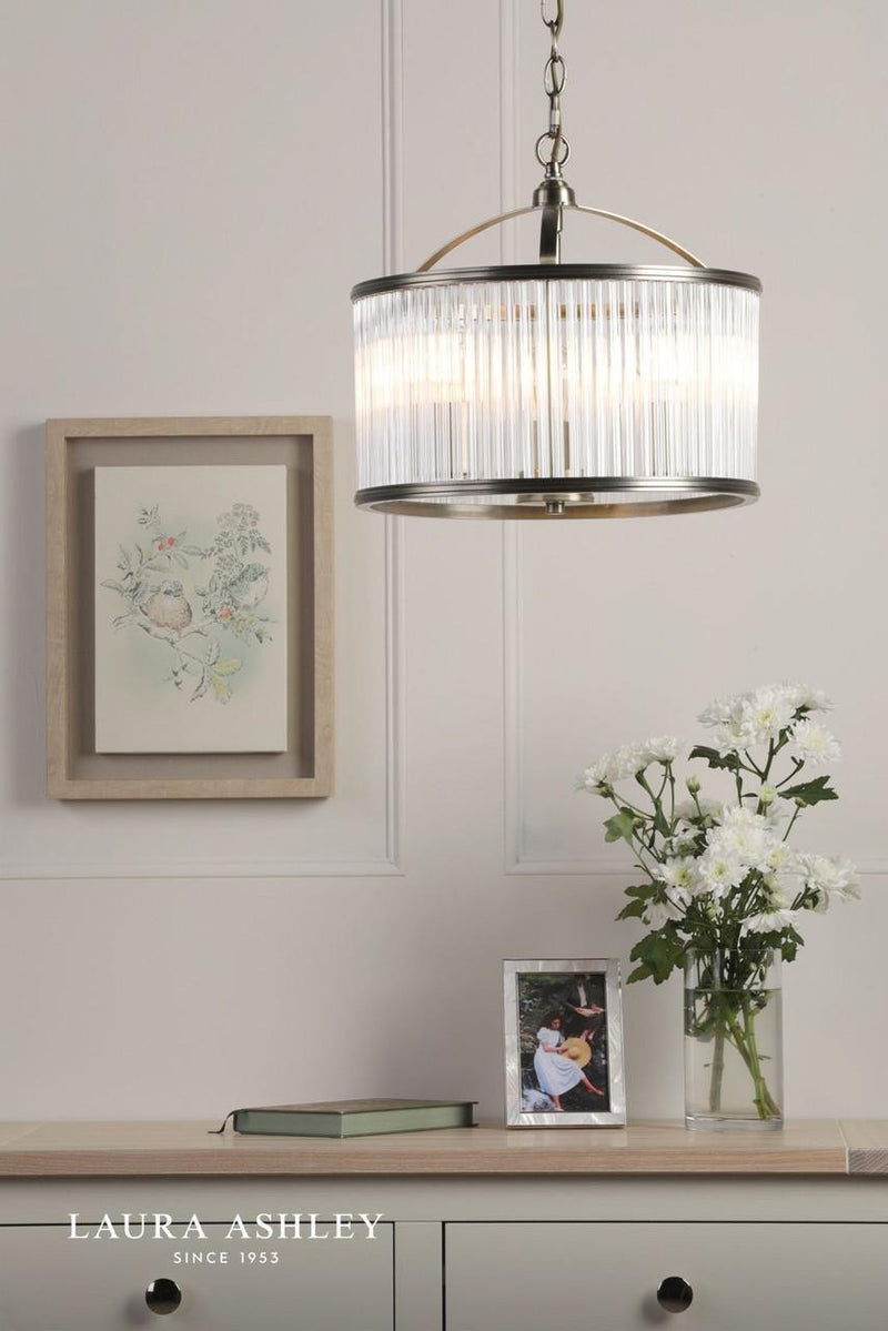 Laura Ashley Sutton Lighting Collection - Antique Brass and Ribbed Glass