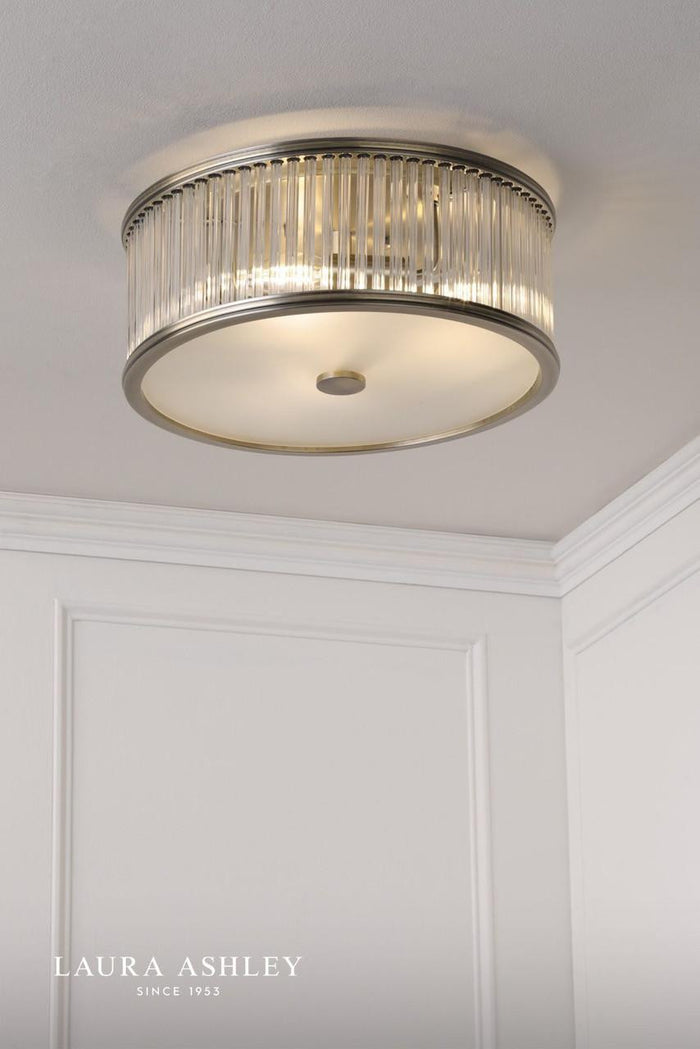 Laura Ashley Sutton Lighting Collection - Antique Brass and Ribbed Glass
