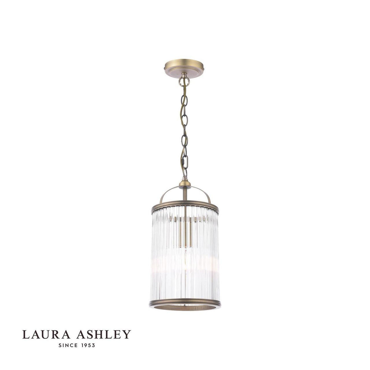Laura Ashley Sutton Lighting Collection - Antique Brass and Ribbed Glass