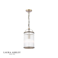 Laura Ashley Sutton Lighting Collection - Antique Brass and Ribbed Glass
