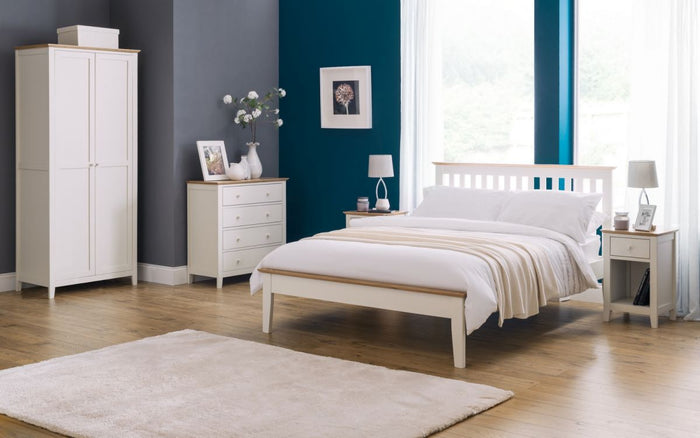 Salerno Shaker 1 Drawer Bedside - Ivory/Oak