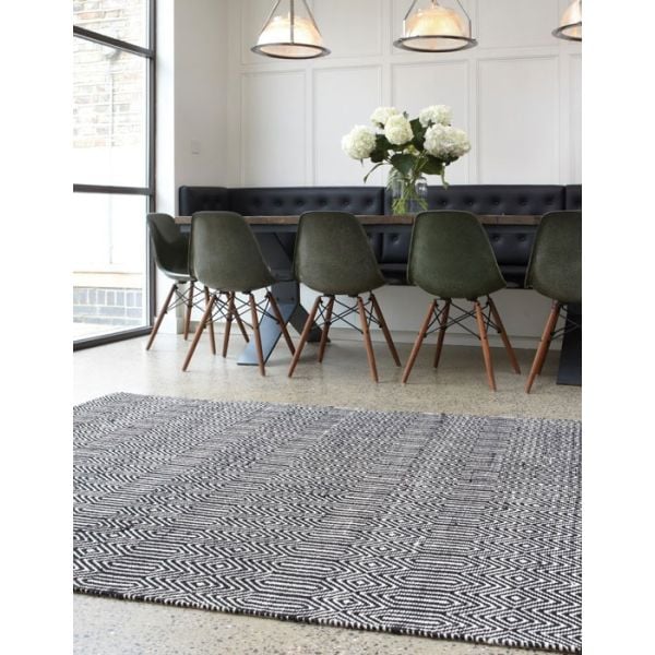 Sloan Rug - Black Ethnic Flatweave