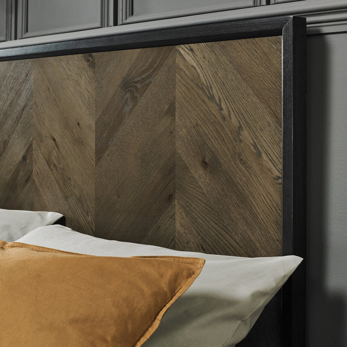 Sienna Panel Bedsteads - Fumed Oak and Peppercorn