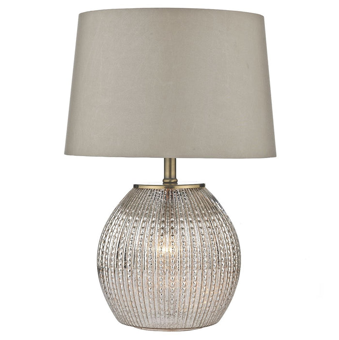 Sonia Dual Light Table Lamp Antique Brass & Silver Glass With Shade