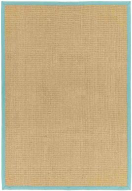 Sisal Rug - Linen/Aqua Border